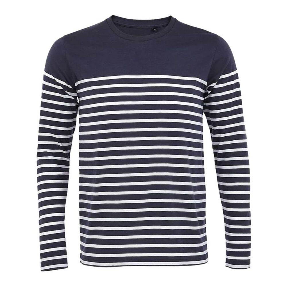 SOLS Mens Matelot Striped Long-Sleeved T-Shirt / French Navy/White